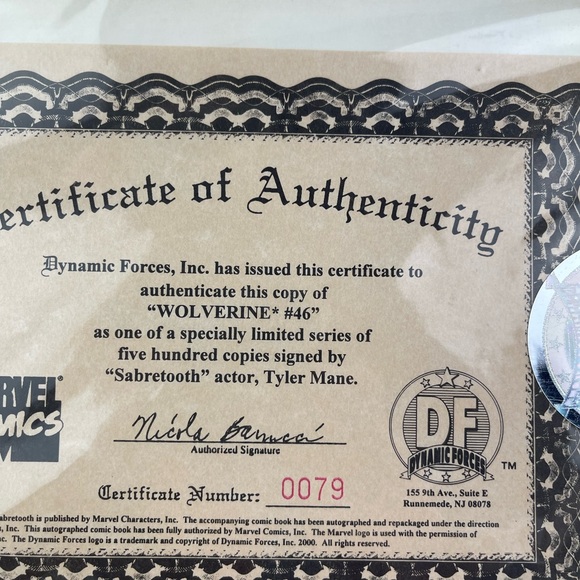 Wolverine Vol 2 #46 Dynamic Forces Variant Signed By Tyler Mane 79/500 - Picture 3 of 9